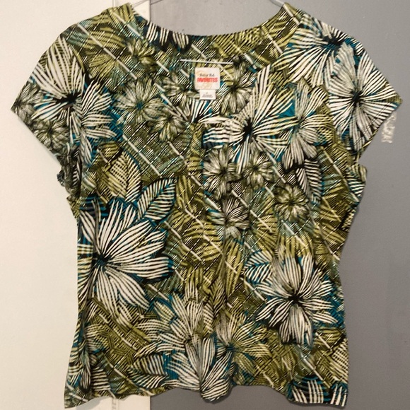 🌺Ruby RD Favorites Women’s Multicolor Tropical Short Sleeve top size large - Picture 1 of 6